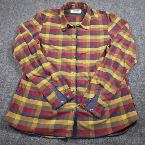 Fjallraven Specialized Tops - Fjallraven Specialized Shirt Womens XL Yellow Red Plaid Cycling Flannel Snap